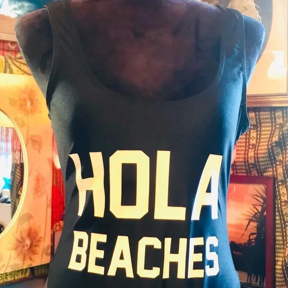 Old Stock No Tag Private Party Hola Beaches One Piece Slim Black Swim Suit ML - Picture 13 of 16